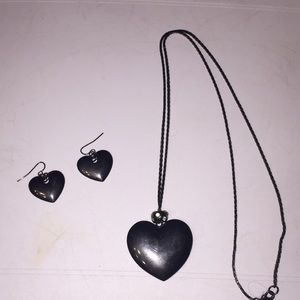 heart shaped necklace and earrings set